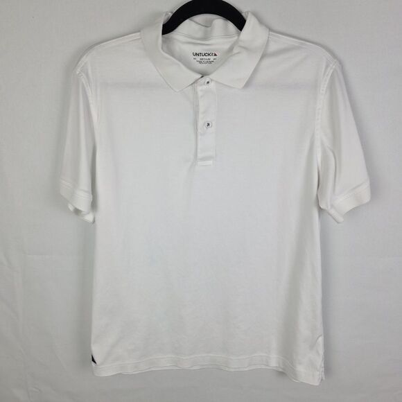 UNTUCKit  Wrinkle-Free Damaschino Reg Fit Polo Shirt Men's Sz Medium White - Picture 1 of 9